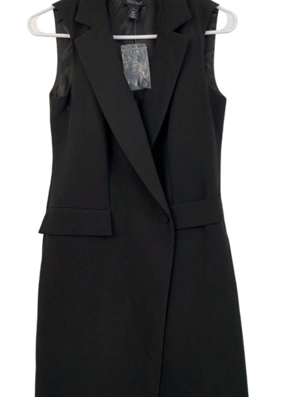 White House Black Market Black Sleeveless Midi Blazer Dress